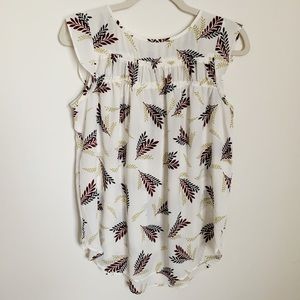 🍂 🍁✨Loft Autumn Leaves Ruffle Sleeve Tank Women’s S